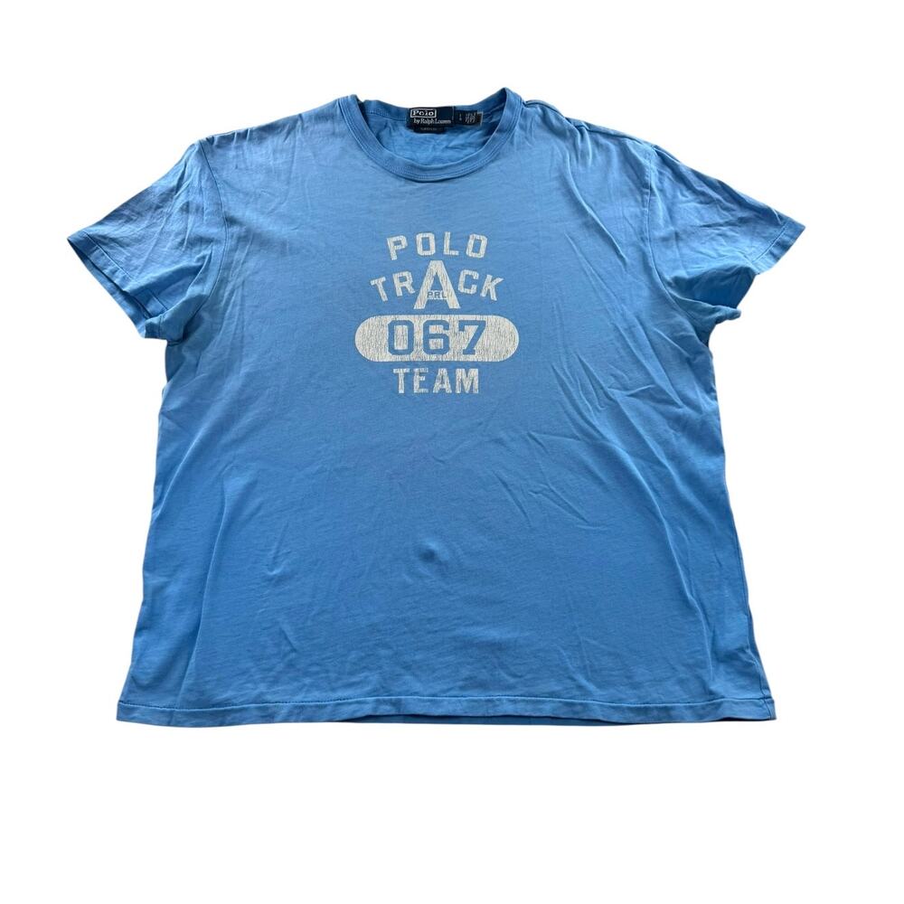 Polo Ralph Lauren Classic Fit Mens L Blue Polo Track Team Short Sleeve Shirt